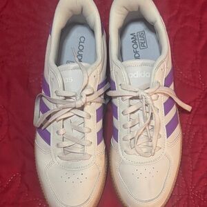 Adidas Women's Size 8 Cloudfoam White and Purple Sneakers